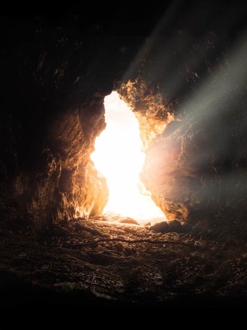 sun rays inside cave